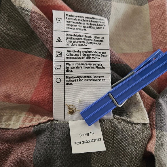 Carhartt Womens Coral Gray Plaid Cotton Button Shirt M 8/10 Western Cowgirl Farm - Picture 9 of 12